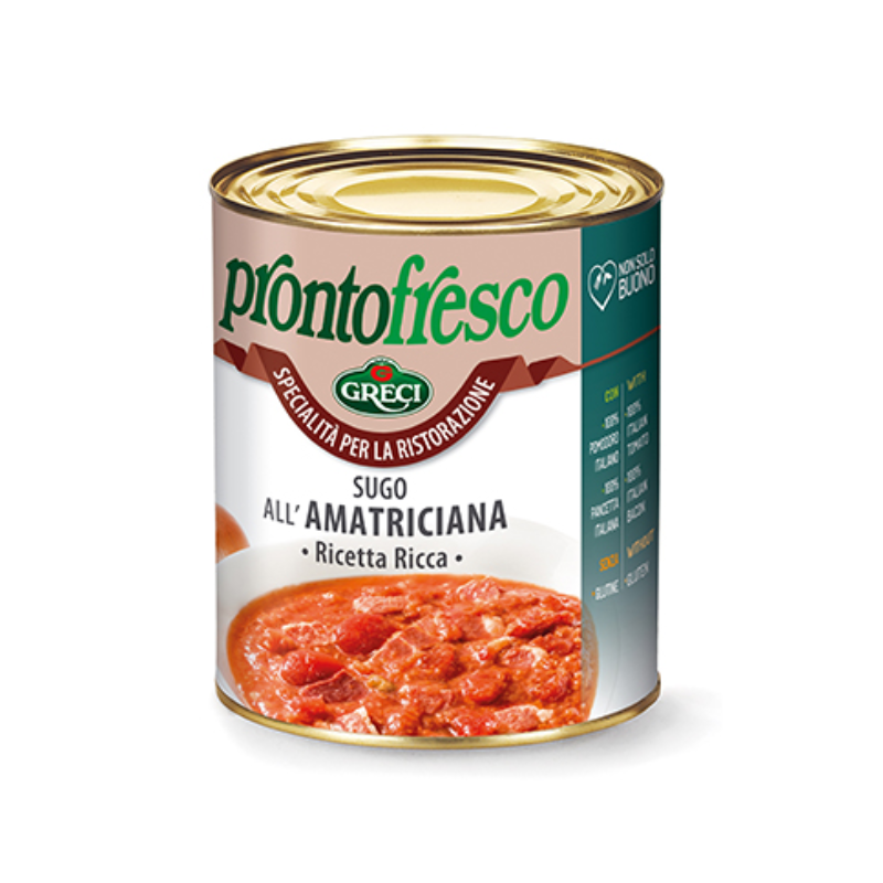 SUGO ALL'AMATRICIANA - SALSA DE TOMATE-TOCINO-VERDURAS 800 g