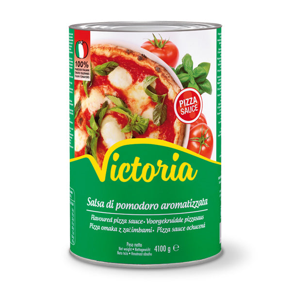 SALSA DE TOMATE AROMATIZADA VICTORIA PARA PIZZA 4,100 KG.