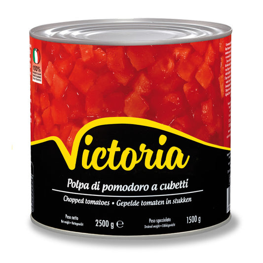 TOMATE VICTORIA EN CUBITOS PELADO DE 2,5 KG.